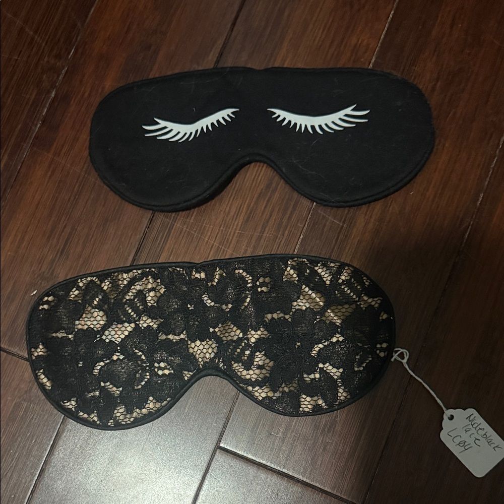 Black Lace and Eyelash Sleep Masks TWO Sleep Masks - 1 Silk & 1 Cotton NEW
